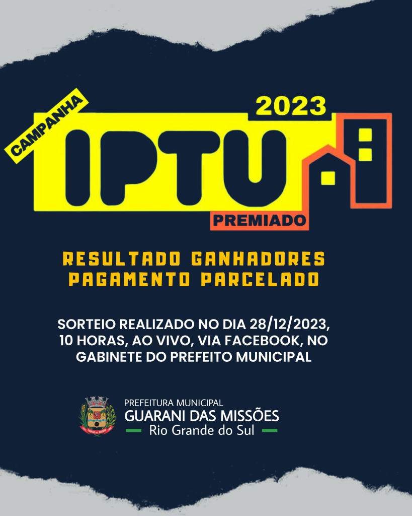 Notícia SORTEIO IPTU PREMIADO PAGAMENTO PARCELADO Prefeitura